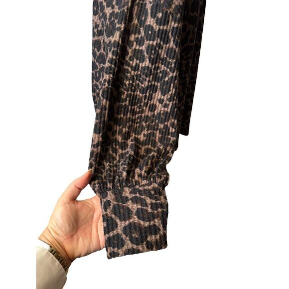 Sanctuary Animal Print Cowl Neck Brown Leopard Pullover Knit Top Sweater 1X - Picture 4 of 8